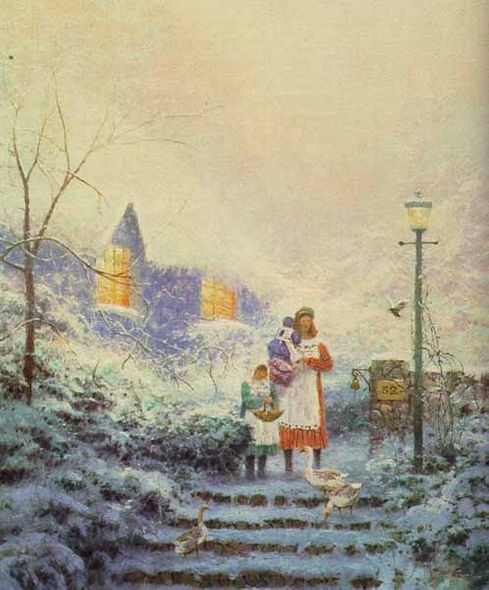 THOMAS KINKADE 20X16 Secondary Market Art: "BLUE COTTAGE"