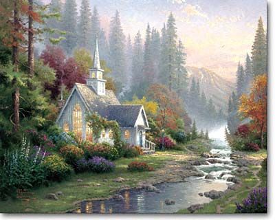 THOMAS KINKADE 20X24 Secondary Market Art: "FOREST CHAPEL RECNV"