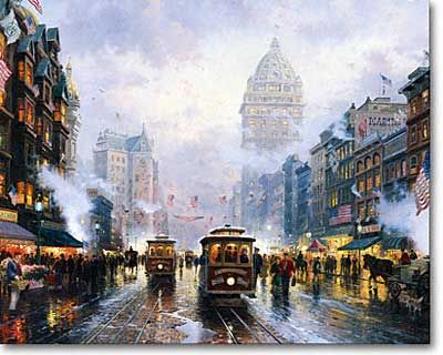 THOMAS KINKADE 20X24 Secondary Market Art: "SF MARKET ST"