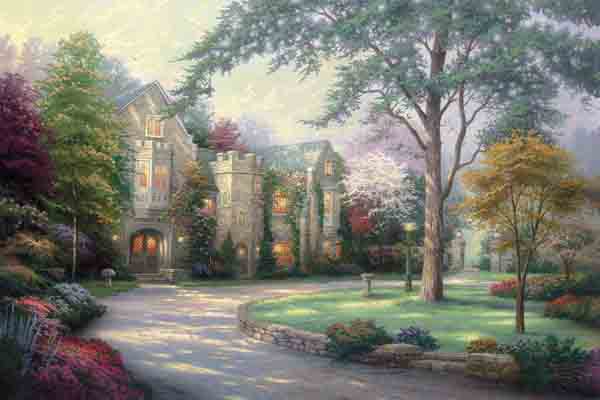 THOMAS KINKADE 24X36 Secondary Market Art: "BEYOND SUMMER GATE CNV"