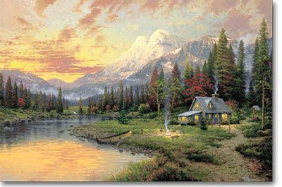 THOMAS KINKADE 24X36 Secondary Market Art: "EVENING MAJESTY PPCNV"