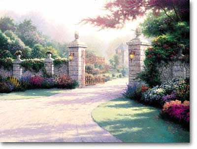 THOMAS KINKADE 25X34 Secondary Market Art: "SUMMER GATE GPCNV"