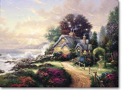 THOMAS KINKADE 26X34 Secondary Market Art: "NEW DAY DAWNING SPCNV"