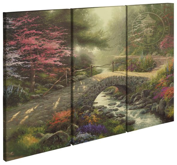 Thomas Kinkade Studios: "Bridge of Faith - 36' x 48' (Set of 3) Triptych Giclee Canvas"