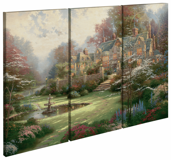 Thomas Kinkade Studios: "Gardens Beyond Spring Gate - 36' x 48' (Set of 3) Triptych Giclee Canvas"