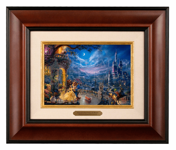 Thomas Kinkade 5" x 7" Framed Brushworks:"Disney Beauty and the Beast Dancing in the Moonlight"