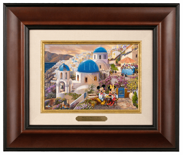 Thomas Kinkade 5" x 7" Framed Brushworks:"Disney Mickey and Minnie in Greece"