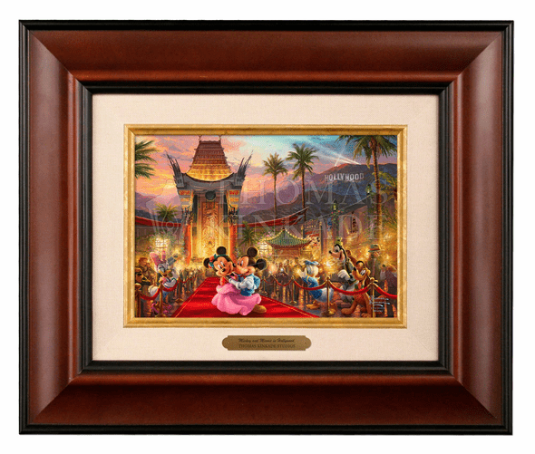 Thomas Kinkade 5" x 7" Framed Brushworks:"Disney Mickey and Minnie in Hollywood"