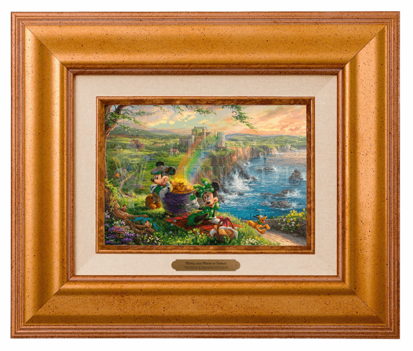 Thomas Kinkade 5" x 7" Framed Brushworks:"Disney Mickey and Minnie in Ireland"