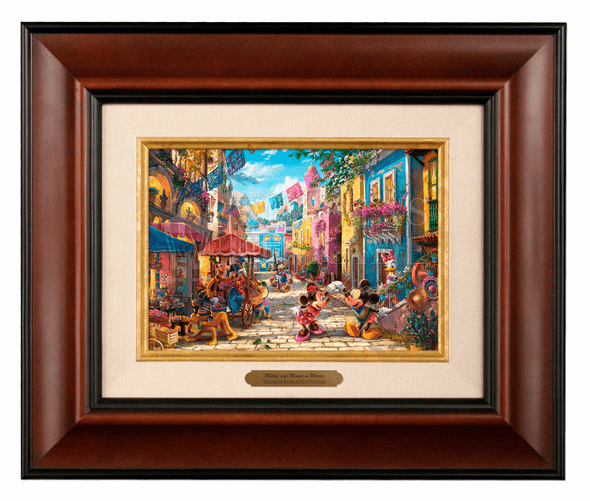 Thomas Kinkade 5" x 7" Framed Brushworks:"Disney Mickey and Minnie in Mexico"