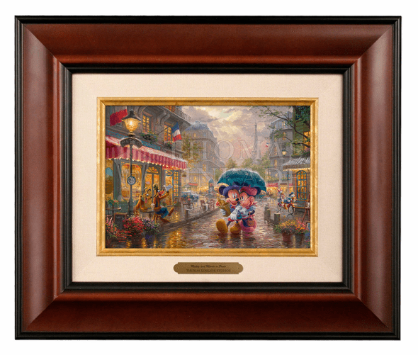 Thomas Kinkade 5" x 7" Framed Brushworks:"Disney Mickey and Minnie in Paris"