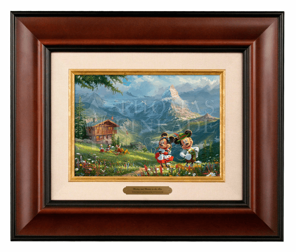 Thomas Kinkade 5" x 7" Framed Brushworks:"Disney Mickey and Minnie in the Alps"