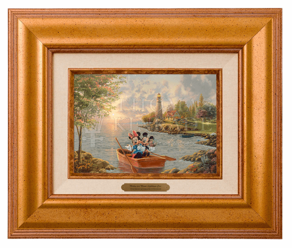 Thomas Kinkade 5" x 7" Framed Brushworks:"Disney Mickey and Minnie Lighthouse Cove"