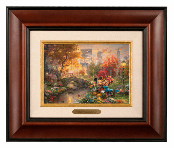 Thomas Kinkade 5" x 7" Framed Brushworks:"Disney Mickey and Minnie Sweetheart Central Park"