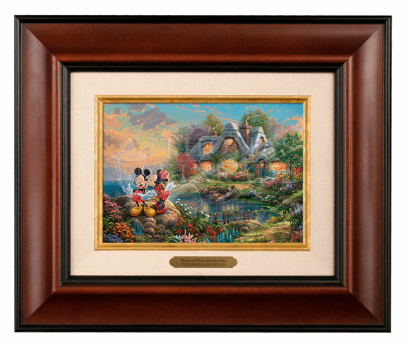Thomas Kinkade 5" x 7" Framed Brushworks:"Disney Mickey and Minnie Sweetheart Cove"
