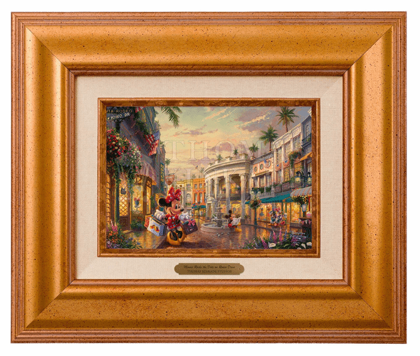 Thomas Kinkade 5" x 7" Framed Brushworks:"Disney Minnie Rocks the Dots on Rodeo Drive"
