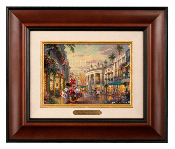 Thomas Kinkade 5" x 7" Framed Brushworks:"Disney Minnie Rocks the Dots on Rodeo Drive"
