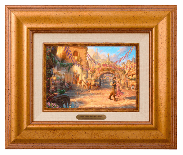 Thomas Kinkade 5" x 7" Framed Brushworks:"Disney Rapunzel Dancing in the Sunlit Courtyard"