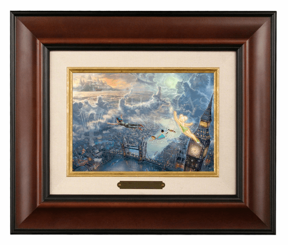 Thomas Kinkade 5" x 7" Framed Brushworks:"Disney Tinker Bell and Peter Pan Fly to Never Land"