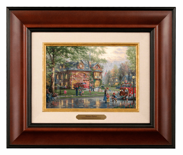 Thomas Kinkade 5" x 7" Framed Brushworks:"Hometown Firehouse"