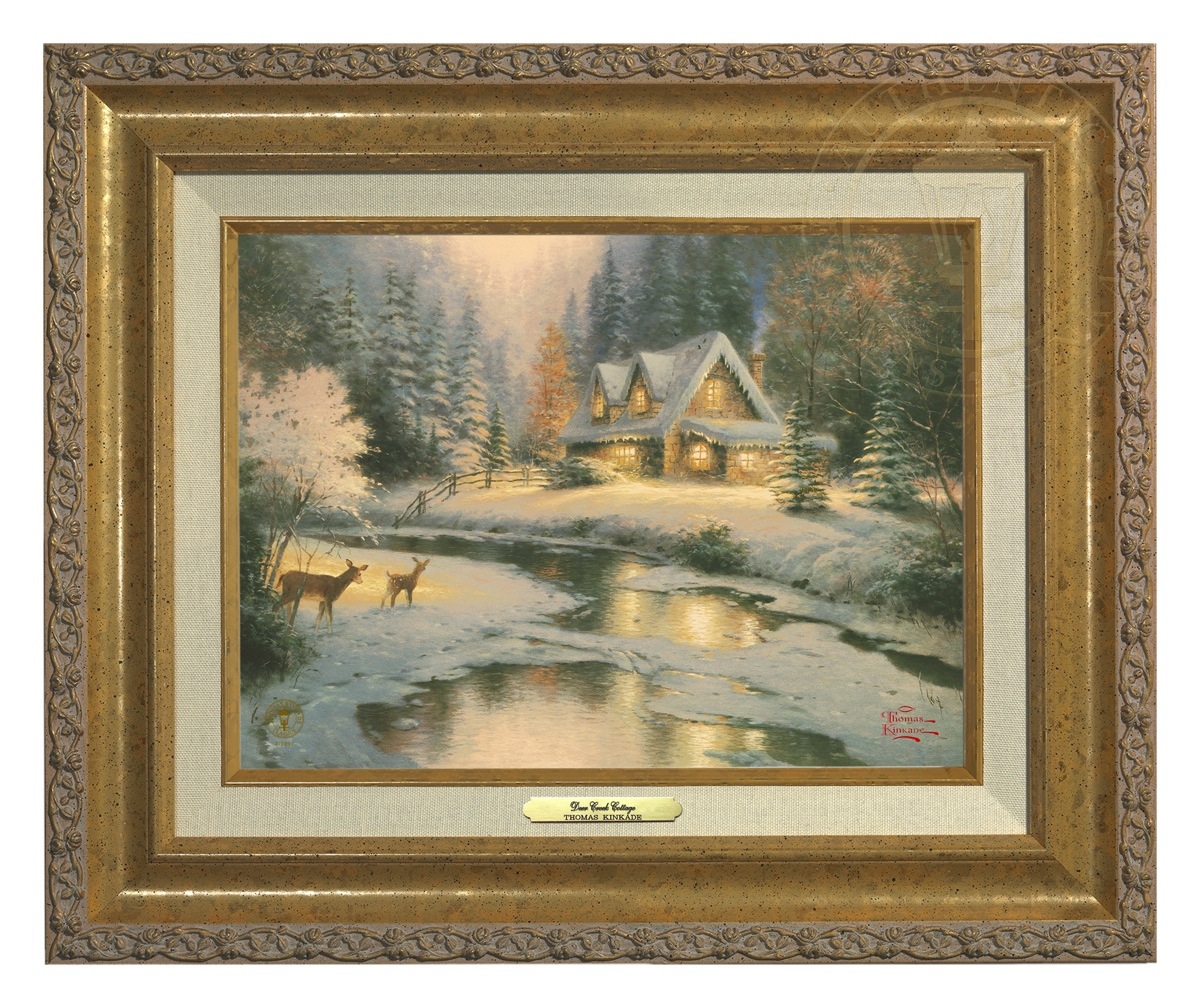 Thomas Kinkade 9" x 12" Framed Canvas Classics:"Deer Creek Cottage"