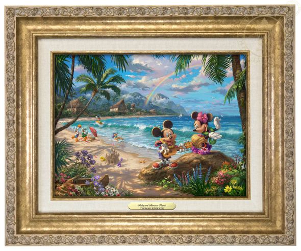 Thomas Kinkade 9" x 12" Framed Canvas Classics:"Disney Mickey and Minnie in Hawaii"