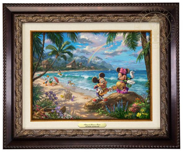 Thomas Kinkade 9" x 12" Framed Canvas Classics:"Disney Mickey and Minnie in Hawaii"