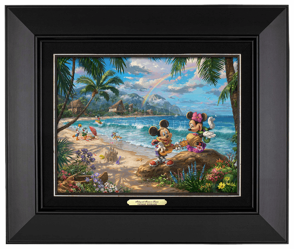 Thomas Kinkade 9" x 12" Framed Canvas Classics:"Disney Mickey and Minnie in Hawaii"