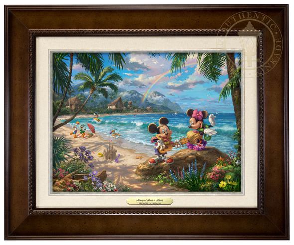 Thomas Kinkade 9" x 12" Framed Canvas Classics:"Disney Mickey and Minnie in Hawaii"