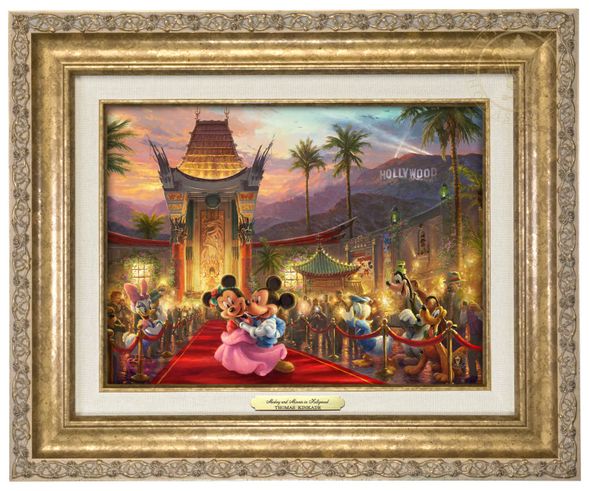 Thomas Kinkade 9" x 12" Framed Canvas Classics:"Disney Mickey and Minnie in Hollywood"
