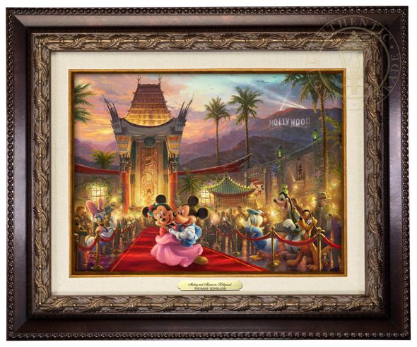 Thomas Kinkade 9" x 12" Framed Canvas Classics:"Disney Mickey and Minnie in Hollywood"