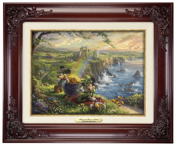 Thomas Kinkade 9" x 12" Framed Canvas Classics:"Disney Mickey and Minnie in Ireland"