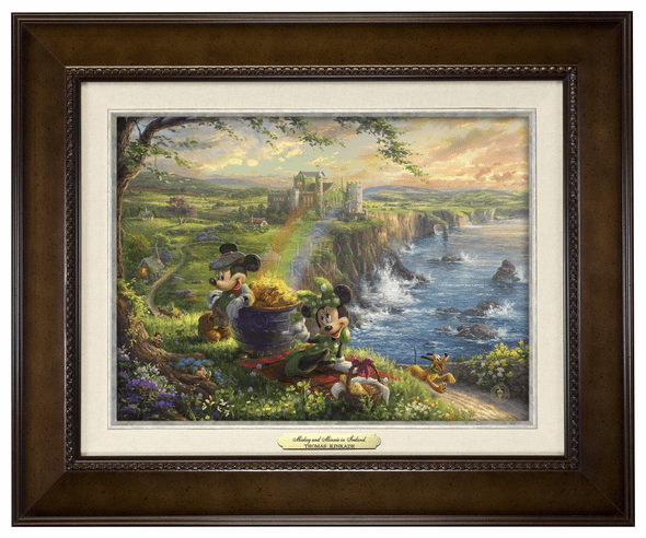 Thomas Kinkade 9" x 12" Framed Canvas Classics:"Disney Mickey and Minnie in Ireland"