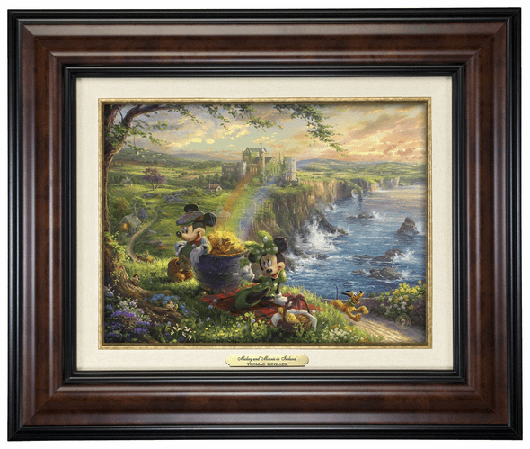 Thomas Kinkade 9" x 12" Framed Canvas Classics:"Disney Mickey and Minnie in Ireland"