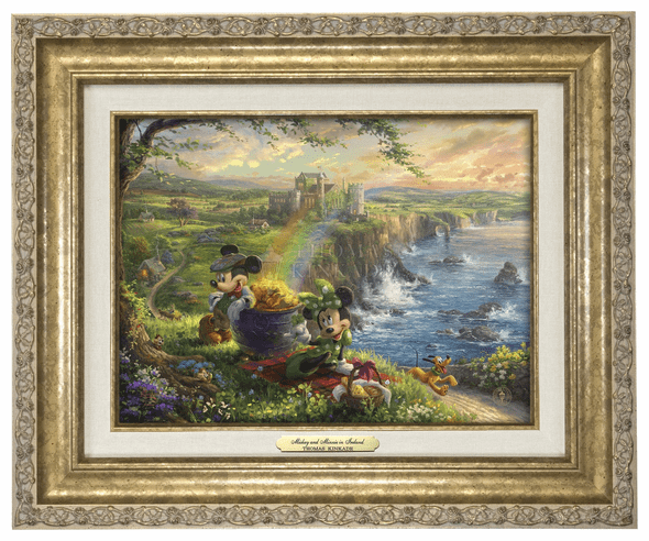 Thomas Kinkade 9" x 12" Framed Canvas Classics:"Disney Mickey and Minnie in Ireland"