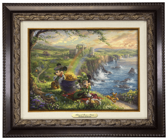 Thomas Kinkade 9" x 12" Framed Canvas Classics:"Disney Mickey and Minnie in Ireland"