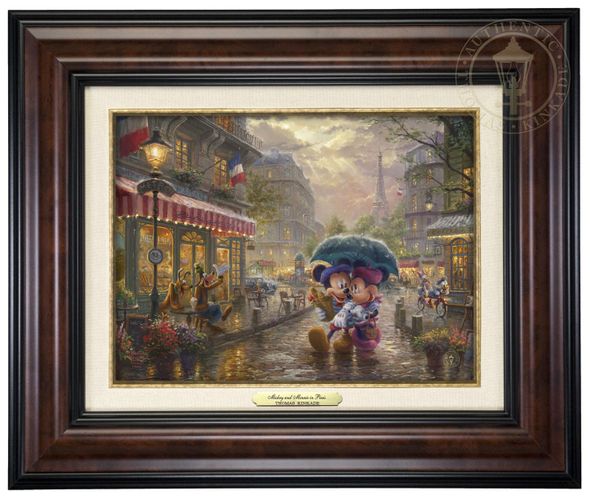 Thomas Kinkade 9" x 12" Framed Canvas Classics:"Disney Mickey and Minnie in Paris"