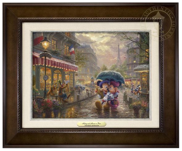 Thomas Kinkade 9" x 12" Framed Canvas Classics:"Disney Mickey and Minnie in Paris"