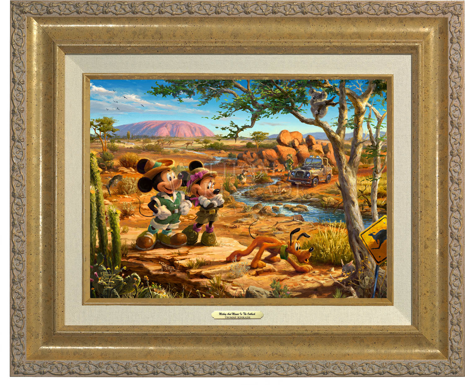 Thomas Kinkade 9" x 12" Framed Canvas Classics:"Disney Mickey and Minnie in the Outback"
