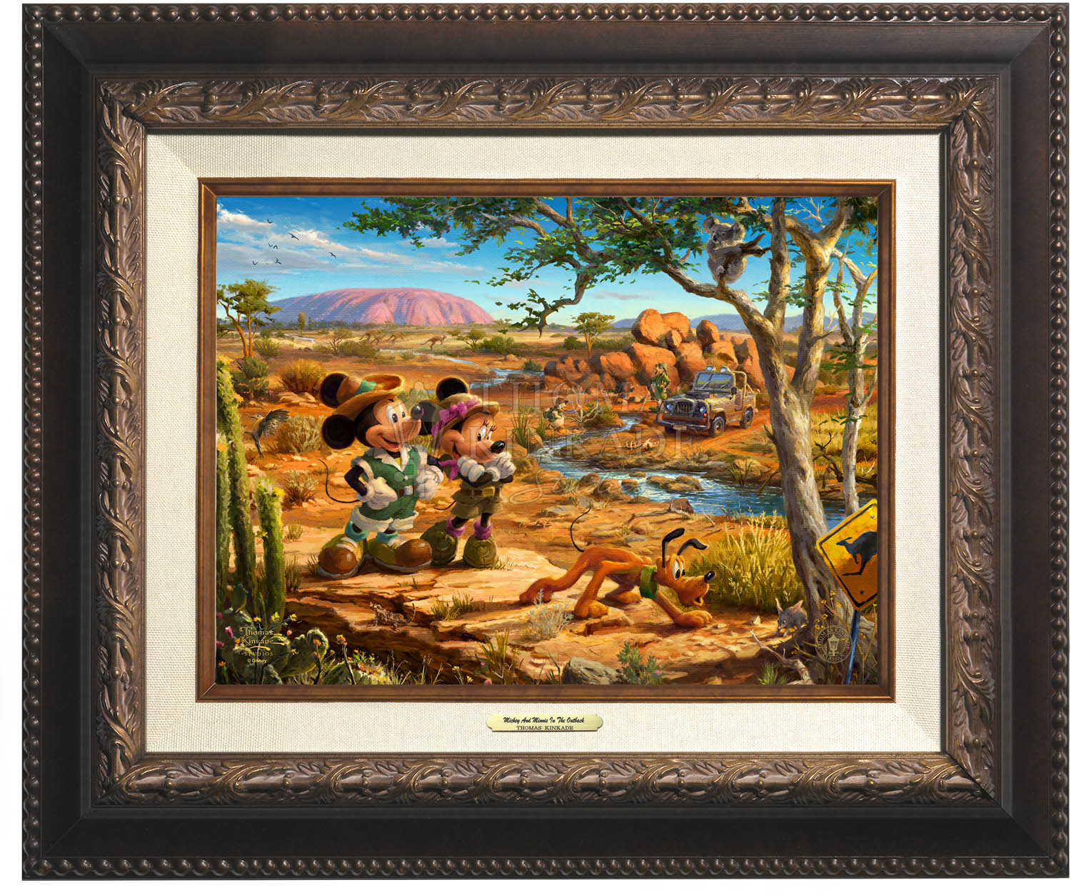Thomas Kinkade 9" x 12" Framed Canvas Classics:"Disney Mickey and Minnie in the Outback"