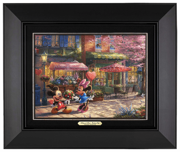 Thomas Kinkade 9" x 12" Framed Canvas Classics:"Disney Mickey and Minnie Sweetheart Caf"