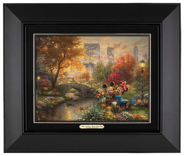 Thomas Kinkade 9" x 12" Framed Canvas Classics:"Disney Mickey and Minnie Sweetheart Central Park"
