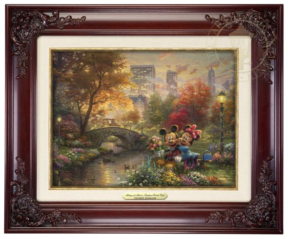 Thomas Kinkade 9" x 12" Framed Canvas Classics:"Disney Mickey and Minnie Sweetheart Central Park"