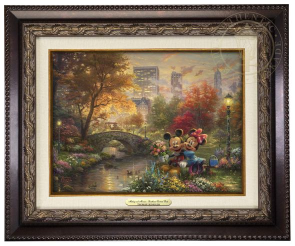 Thomas Kinkade 9" x 12" Framed Canvas Classics:"Disney Mickey and Minnie Sweetheart Central Park"