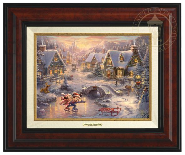 Thomas Kinkade 9" x 12" Framed Canvas Classics:"Disney Mickey and Minnie Sweetheart Holiday"