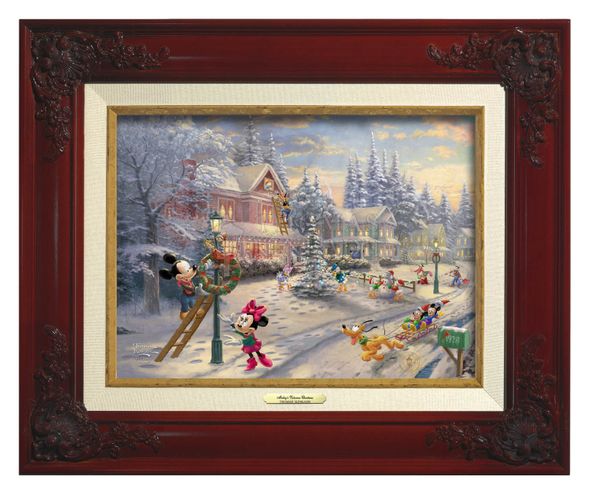Thomas Kinkade 9" x 12" Framed Canvas Classics:"Disney Mickey's Victorian Christmas"