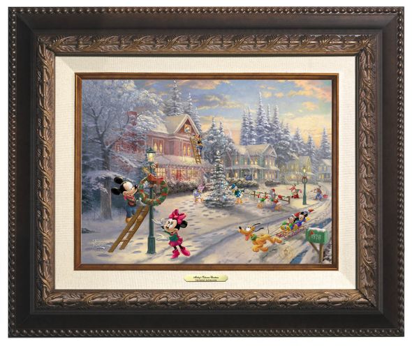 Thomas Kinkade 9" x 12" Framed Canvas Classics:"Disney Mickey's Victorian Christmas"