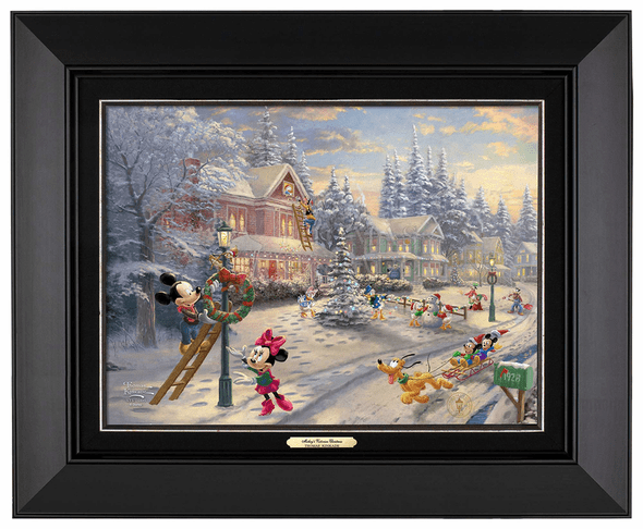 Thomas Kinkade 9" x 12" Framed Canvas Classics:"Disney Mickey's Victorian Christmas"