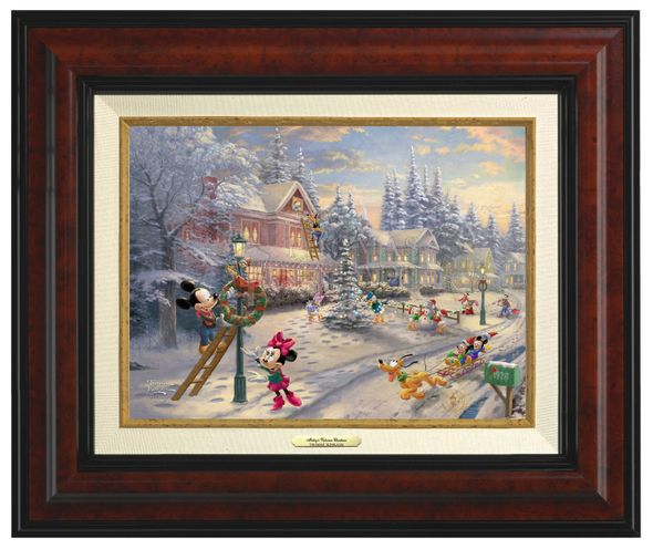 Thomas Kinkade 9" x 12" Framed Canvas Classics:"Disney Mickey's Victorian Christmas"