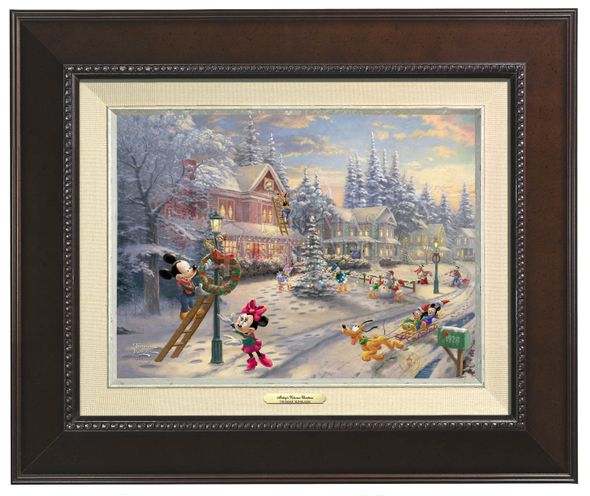 Thomas Kinkade 9" x 12" Framed Canvas Classics:"Disney Mickey's Victorian Christmas"